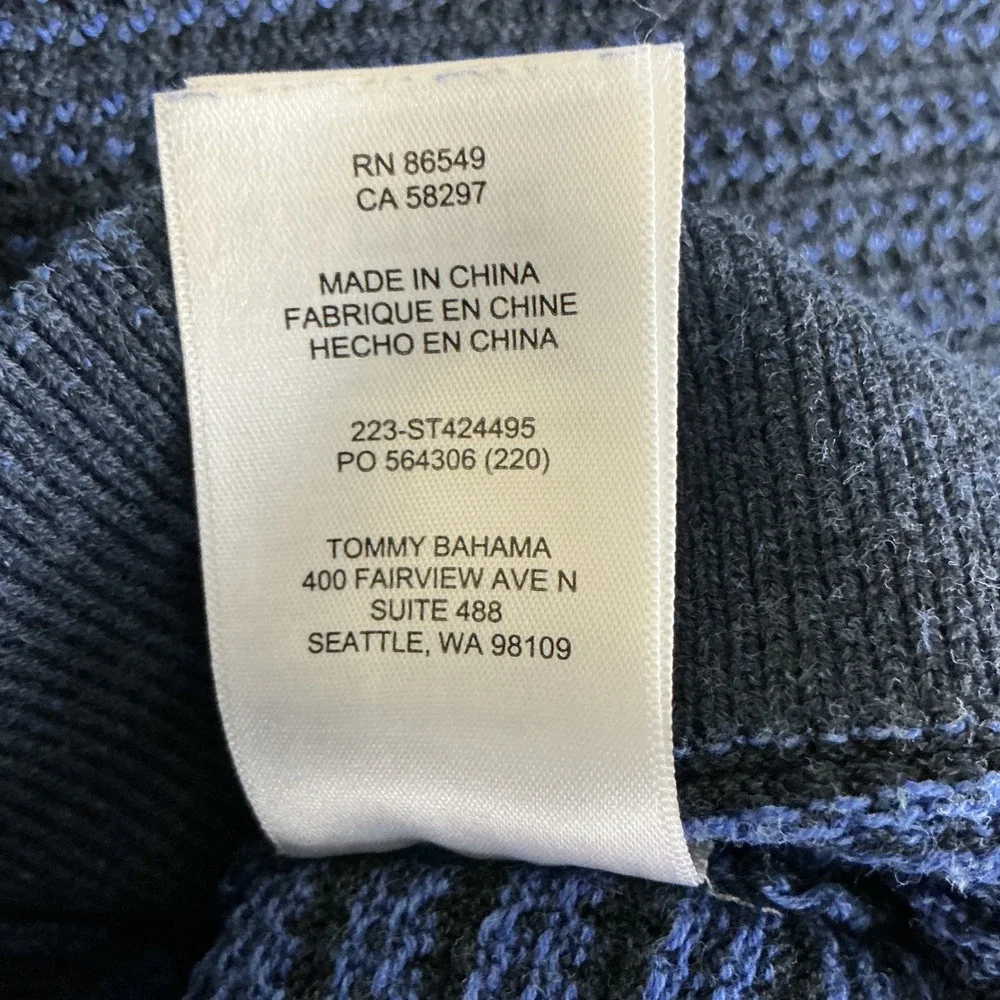 Tommy Bahama Quarter Zip Sweater Mens XXL Blue Textured Stripe Pullover ST424495
